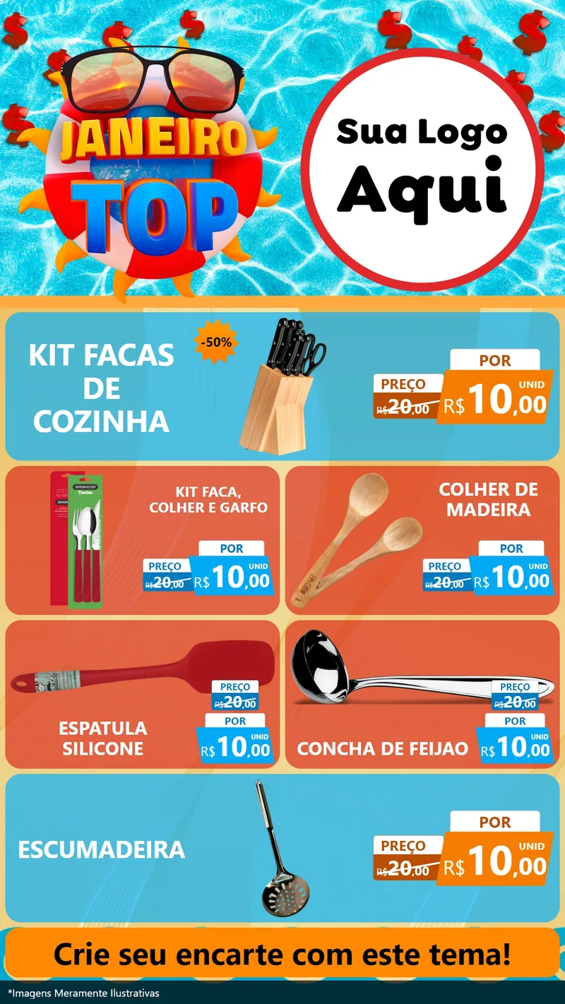 Modelo de TV para TV Vertical com o tema Janeiro Top para Utilidades Domésticas