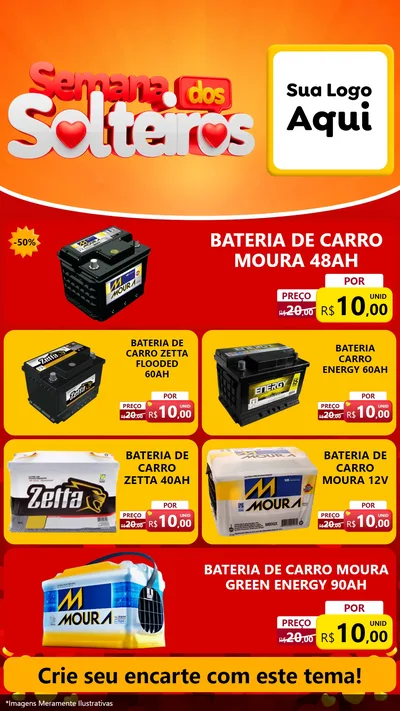 Modelo de TV para TV Vertical com o tema Semana dos Solteiros para Baterias Elétricas