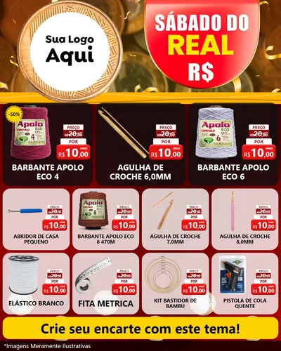 Modelo de Rede Social para Feed Instagram com o tema Sábado do Real para Armarinho e Aviamentos