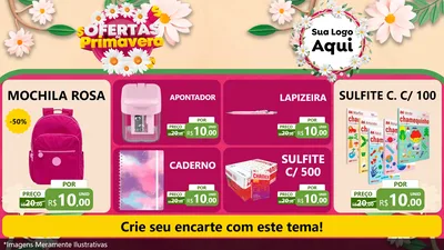 Modelo de TV para TV Horizontal com o tema Ofertas de Primavera para Papelaria