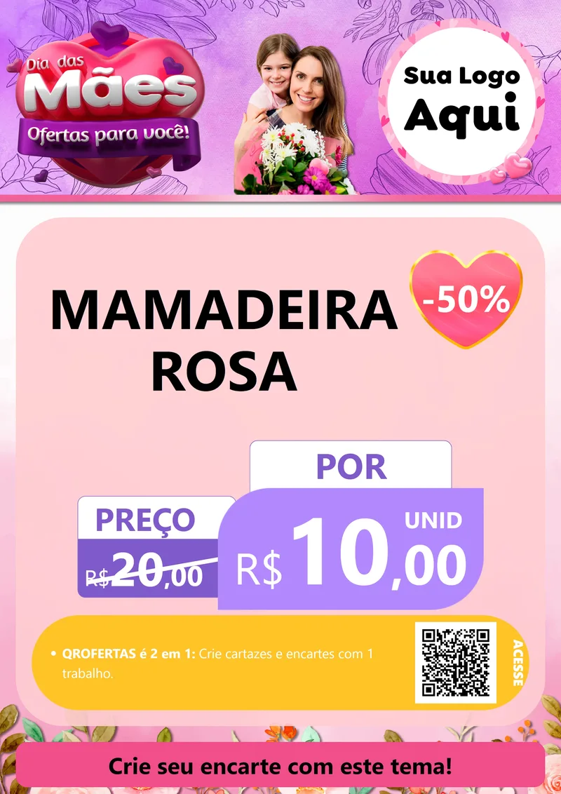 Modelo de Cartaz para Cartaz A4 Vertical com o tema Dia das Mães Ofertas para Você! para Bebês