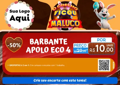 Modelo de Cartaz para Cartaz A4 Horizontal com o tema O Coelho Ficou Maluco - Páscoa para Armarinho e Aviamentos