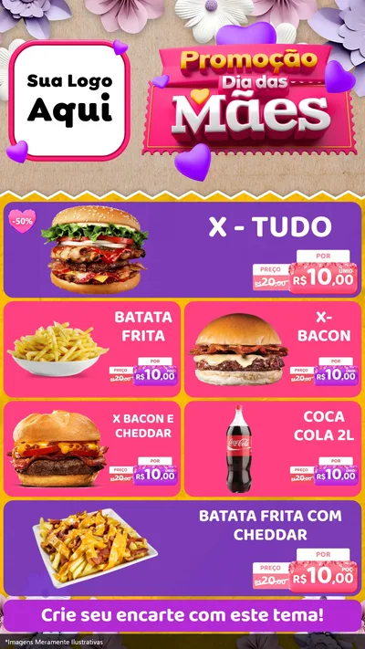 Modelo de TV para TV Vertical com o tema Promoção Dia das Mães para Hamburgueria