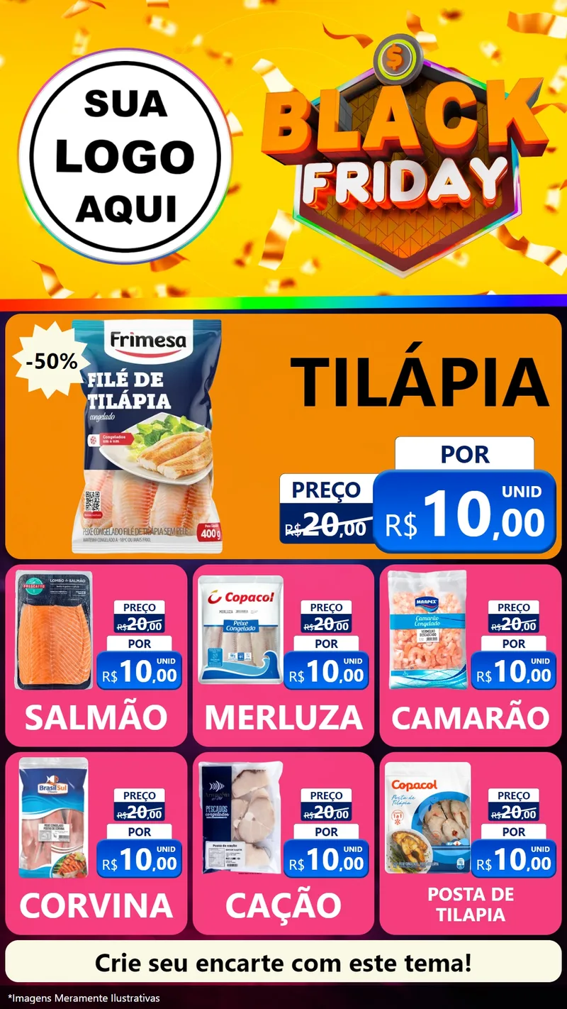 Modelo de Rede Social para Stories com o tema Black Friday para Peixaria