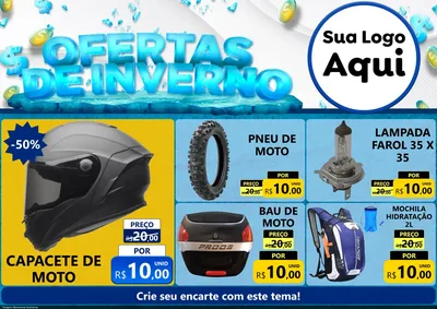 Modelo de Encarte para Encarte A4 Horizontal com o tema Ofertas de Inverno para Moto peças