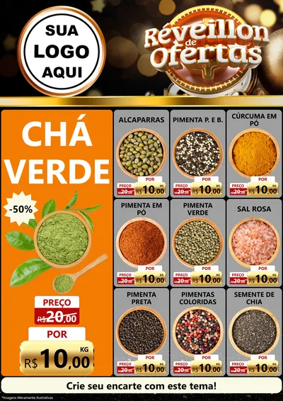 Modelo de Encarte para Encarte A4 Vertical com o tema Réveillon de Ofertas para Produtos Naturais