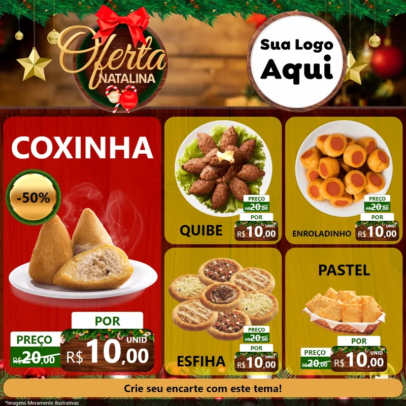 Modelo de Rede Social para Feed Facebook com o tema Ofertas Natalina para Salgadaria