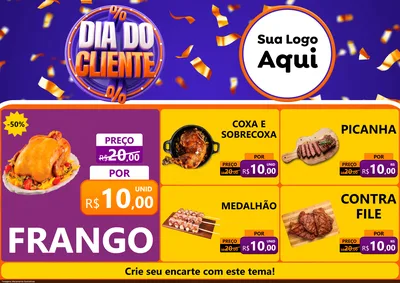 Modelo de Encarte para Encarte A4 Horizontal com o tema Dia do Cliente para Assados