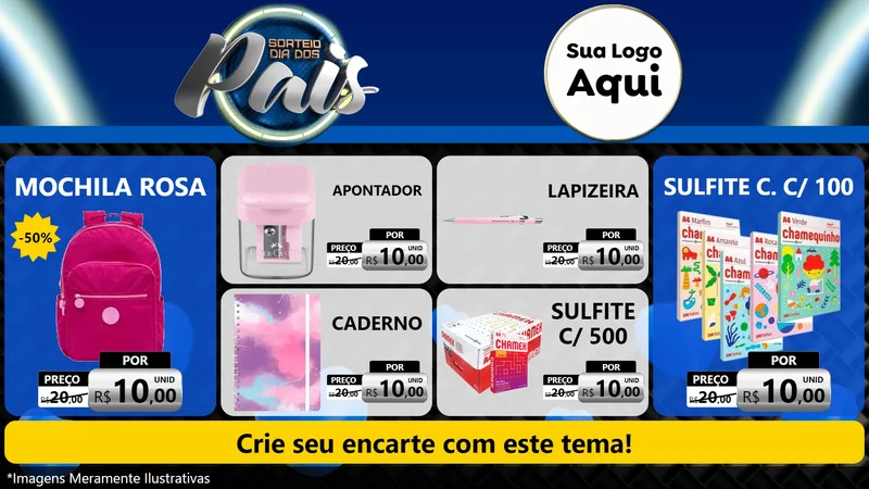 Modelo de TV para TV Horizontal com o tema Sorteio Dia Dos Pais para Papelaria