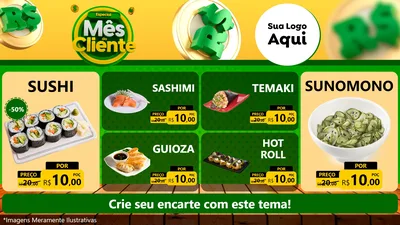 Modelo de TV para TV Horizontal com o tema Especial Mês do Cliente para Comida japonesa