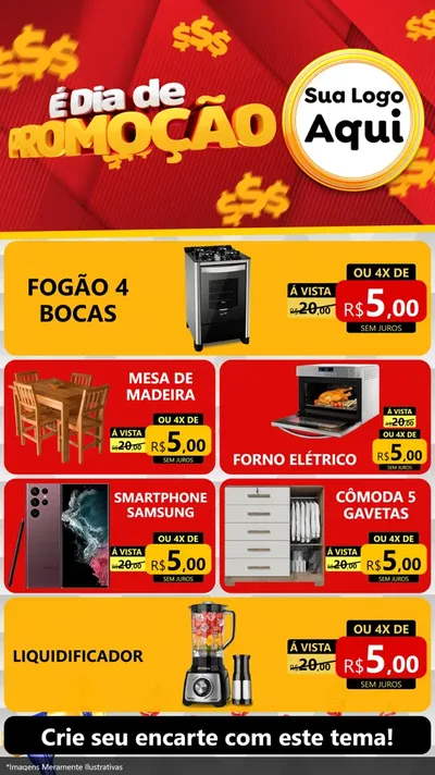 Modelo de TV para TV Vertical com o tema É Dia De Promoção para Móveis e Eletro