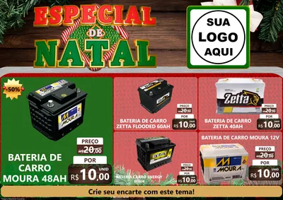 Modelo de Encarte para Encarte A4 Horizontal com o tema Especial de Natal para Baterias Elétricas