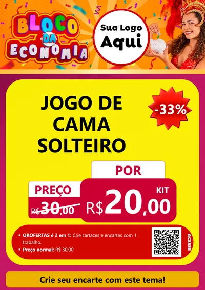 Modelo de Cartaz para Cartaz A4 Vertical com o tema Bloco da Economia para Cama, Mesa e Banho