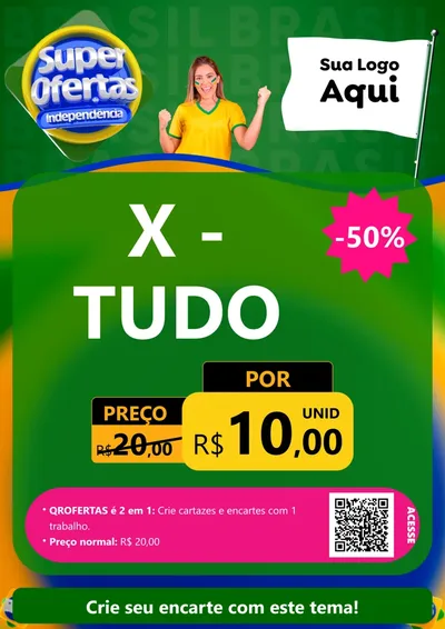 Modelo de Cartaz para Cartaz A4 Vertical com o tema Super Ofertas de Independência para Hamburgueria