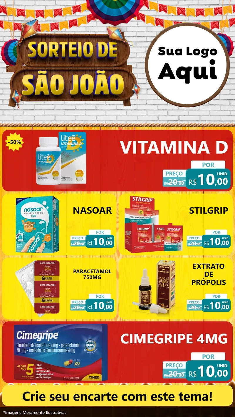 Modelo de TV para TV Vertical com o tema Sorteio de São João para Farmácia