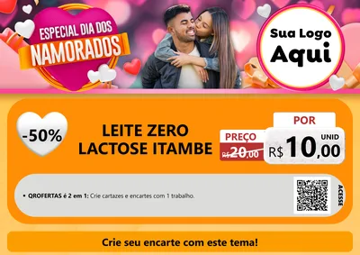 Modelo de Cartaz para Cartaz A4 Horizontal com o tema Especial Dia dos Namorados para Frios e Laticínios