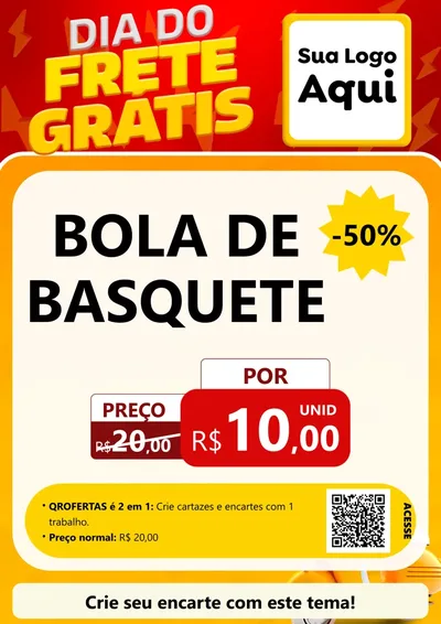 Modelo de Cartaz para Cartaz A4 Vertical com o tema Dia do Frete Grátis para Artigos Esportivos