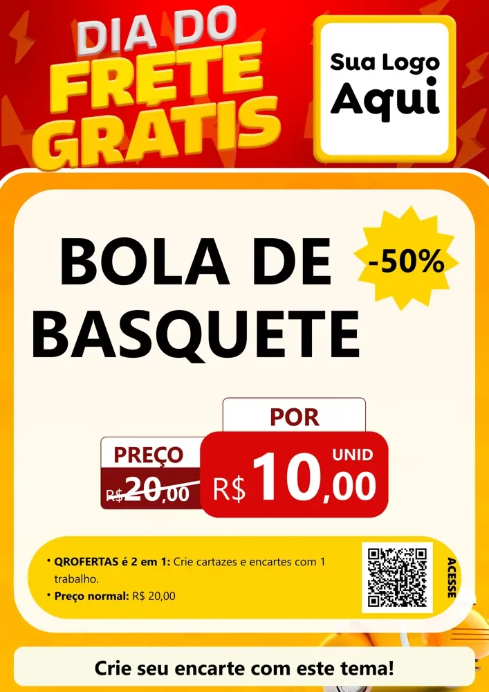 Modelo de Cartaz para Cartaz A4 Vertical com o tema Dia do Frete Grátis para Artigos Esportivos