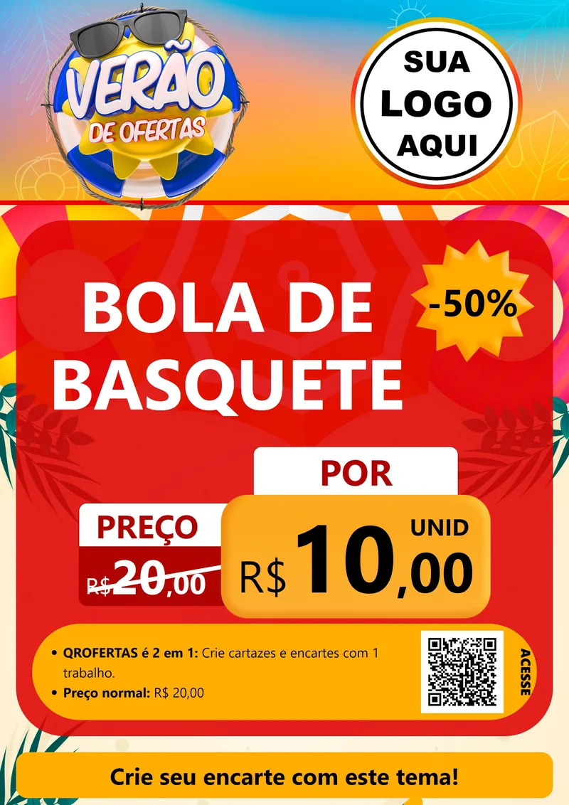 Modelo de Cartaz para Cartaz A4 Vertical com o tema Verão de Ofertas para Artigos Esportivos