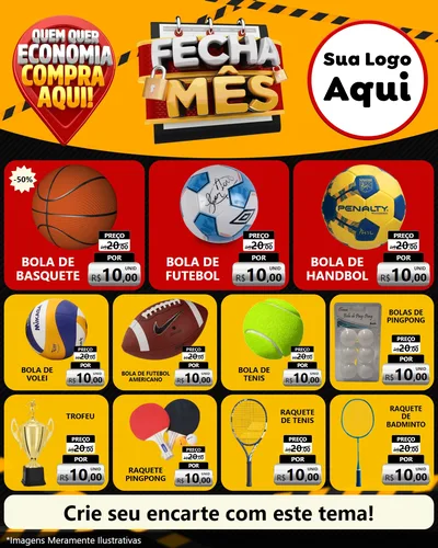 Modelo de Rede Social para Feed Instagram com o tema Fecha Mês para Artigos Esportivos