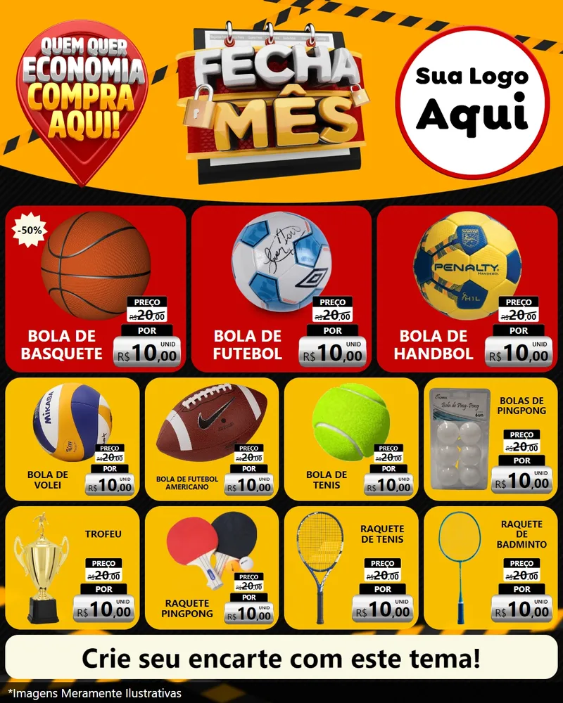 Modelo de Rede Social para Feed Instagram com o tema Fecha Mês para Artigos Esportivos