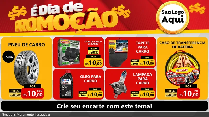 Modelo de TV para TV Horizontal com o tema É Dia De Promoção para Auto peças