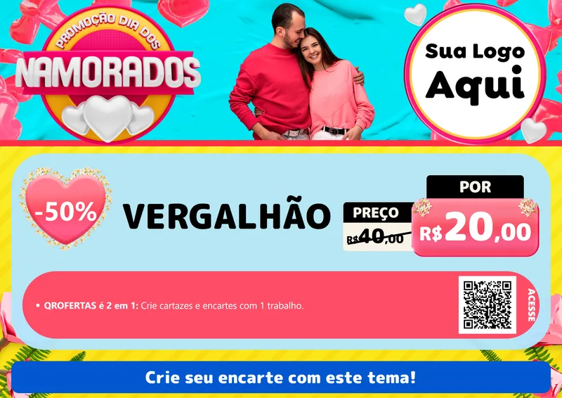 Modelo de Cartaz para Cartaz A4 Horizontal com o tema Promoção Dia dos Namorados para Ferragens