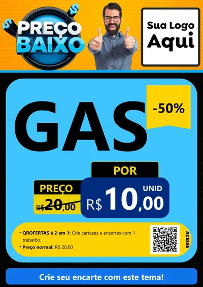 Modelo de Cartaz para Cartaz A4 Vertical com o tema Preço Baixo para Água e gás