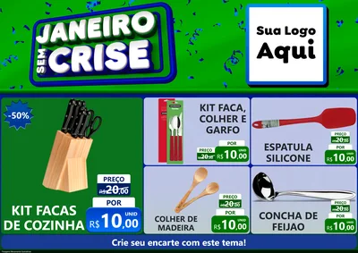 Modelo de Encarte para Encarte A4 Horizontal com o tema Janeiro Sem Crise para Utilidades Domésticas