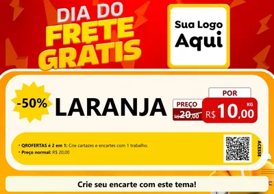 Modelo de Cartaz para Cartaz A4 Horizontal com o tema Dia do Frete Grátis para Hortifrúti