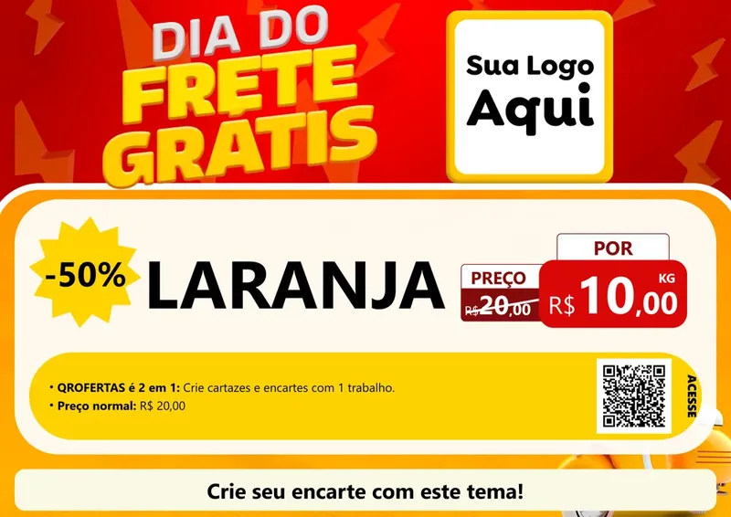 Modelo de Cartaz para Cartaz A4 Horizontal com o tema Dia do Frete Grátis para Hortifrúti