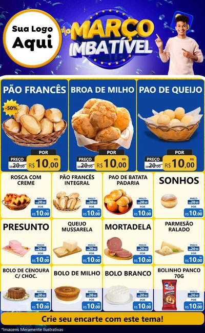Modelo de Encarte para Encarte Grande com o tema Março Imbatível para Padaria
