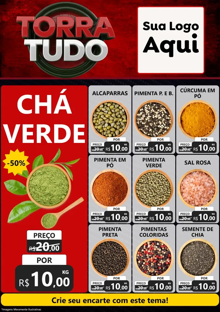 Modelo de Encarte para Encarte A4 Vertical com o tema Torra Tudo para Produtos Naturais