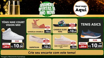 Modelo de TV para TV Horizontal com o tema Grandes Ofertas de Ano Novo para Calçados
