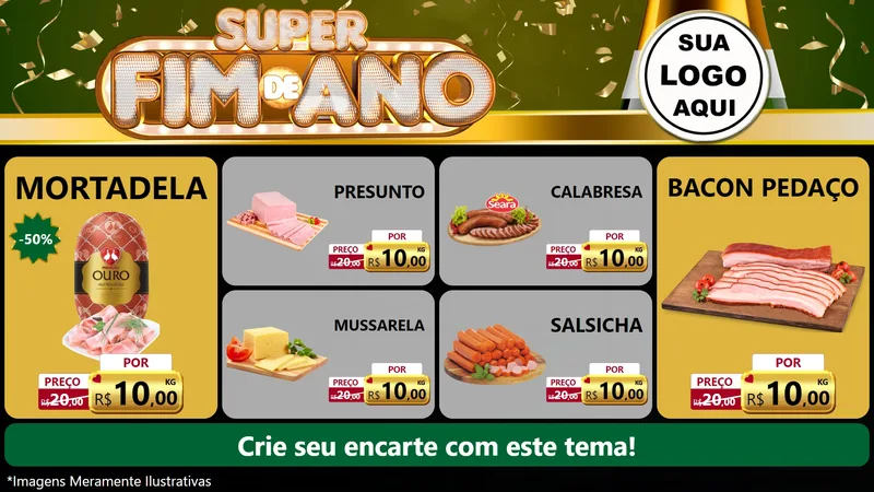 Modelo de TV para TV Horizontal com o tema Super Fim de Ano para Frios e Laticínios