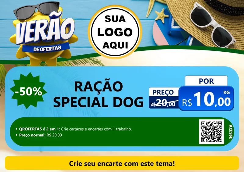 Modelo de Cartaz para Cartaz A4 Horizontal com o tema Verão de Ofertas para Pet Shop