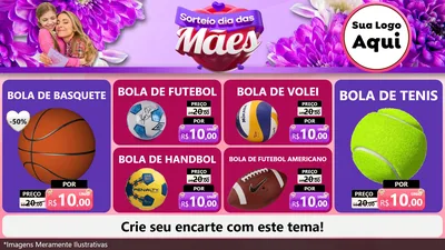 Modelo de TV para TV Horizontal com o tema Sorteio Dia das Mães para Artigos Esportivos