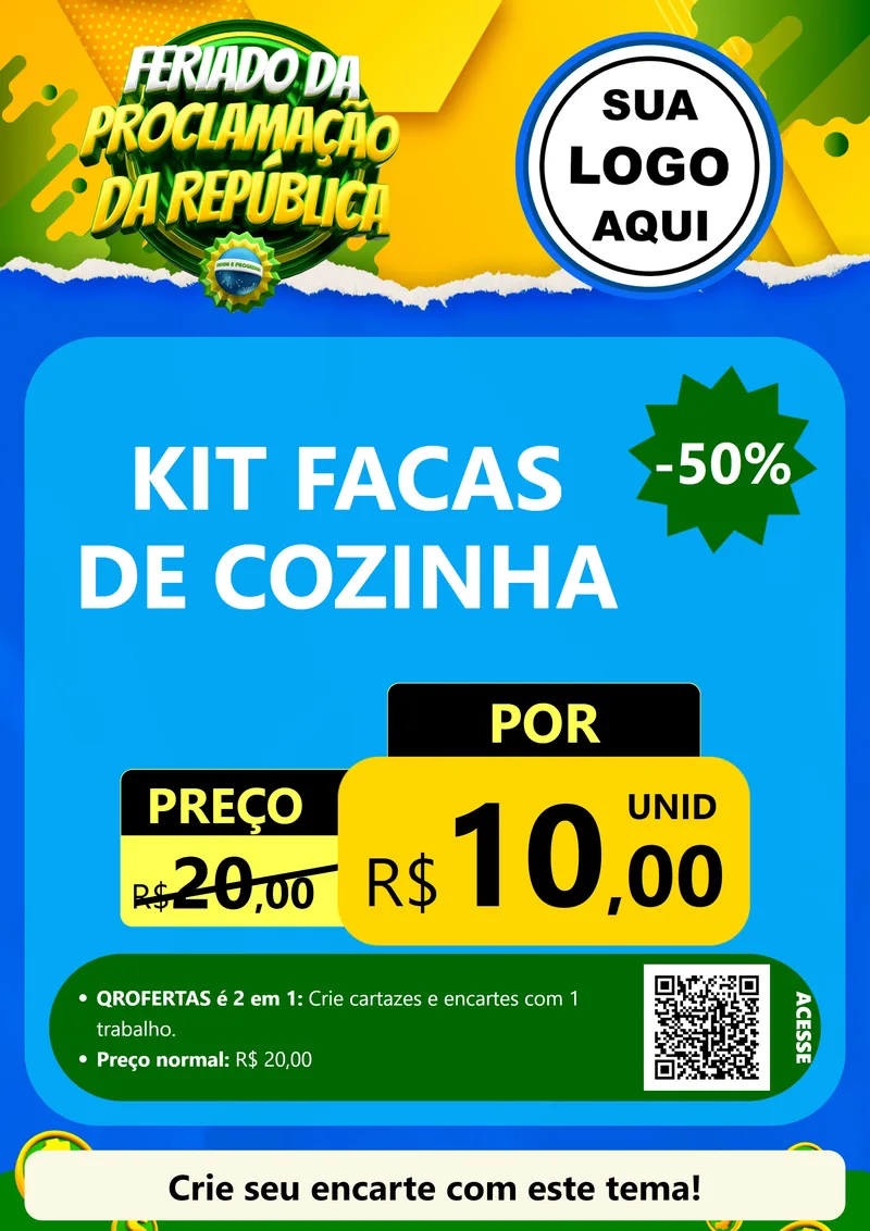 Modelo de Cartaz para Cartaz A4 Vertical com o tema Feriado da Proclamação da República para Utilidades Domésticas