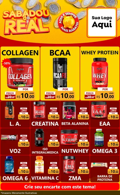Modelo de Encarte para Encarte Grande com o tema Sabadou do Real para Suplementos alimentares