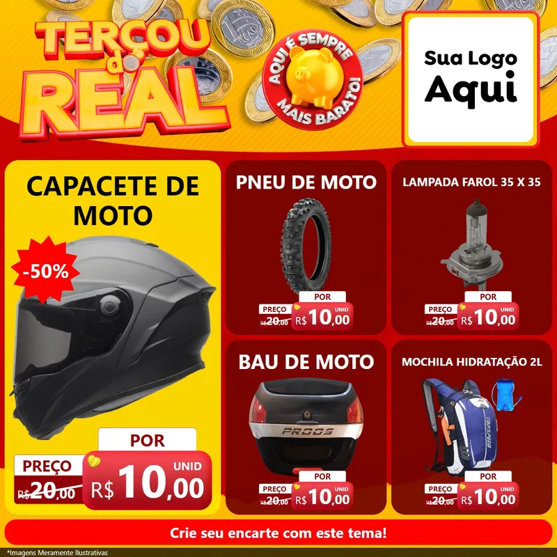 Modelo de Rede Social para Feed Facebook com o tema Terçou do Real para Moto peças