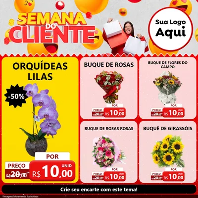 Modelo de Rede Social para Feed Facebook com o tema Semana do Cliente para Floricultura e jardim