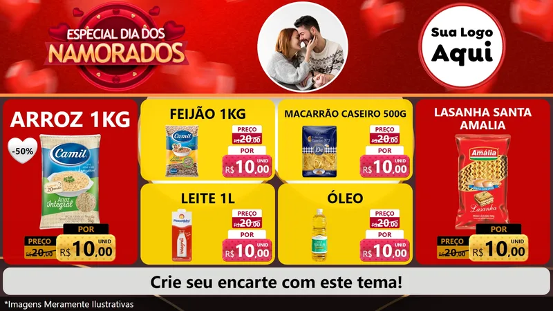 Modelo de TV para TV Horizontal com o tema Especial Dia Dos Namorados para Supermercado