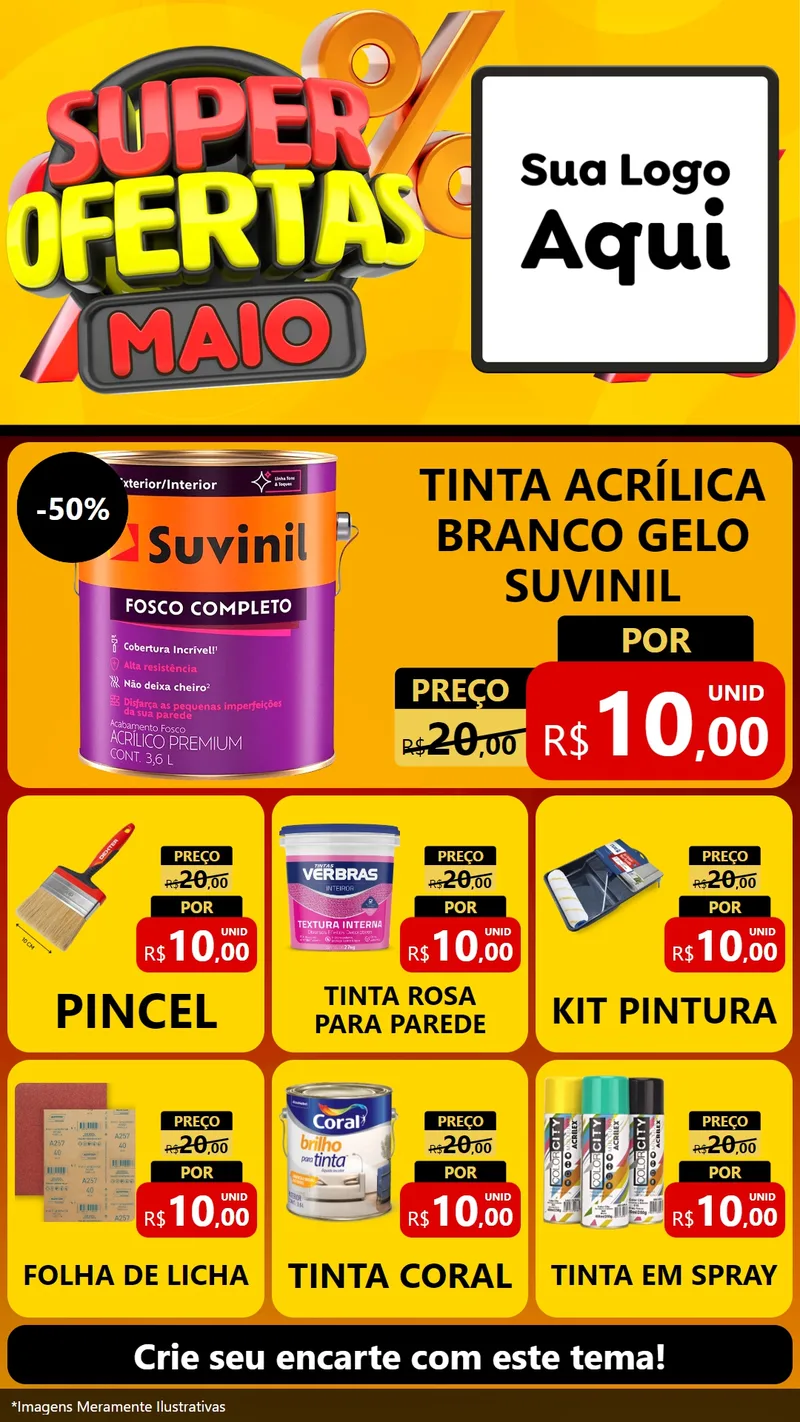 Modelo de Rede Social para Stories com o tema Super Ofertas Maio para Tintas e Ferramentas