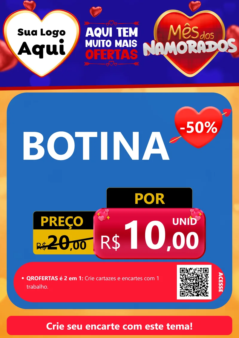 Modelo de Cartaz para Cartaz A4 Vertical com o tema Mês dos Namorados para Agropecuária
