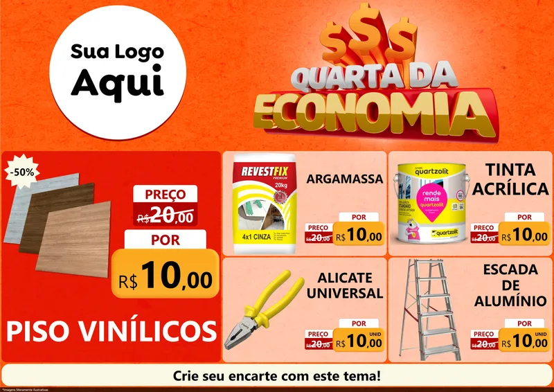 Modelo de Encarte para Encarte A4 Horizontal com o tema Quarta da Economia para Material para Construção