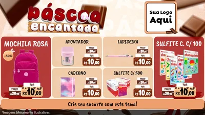 Modelo de TV para TV Horizontal com o tema Páscoa Encantada para Papelaria