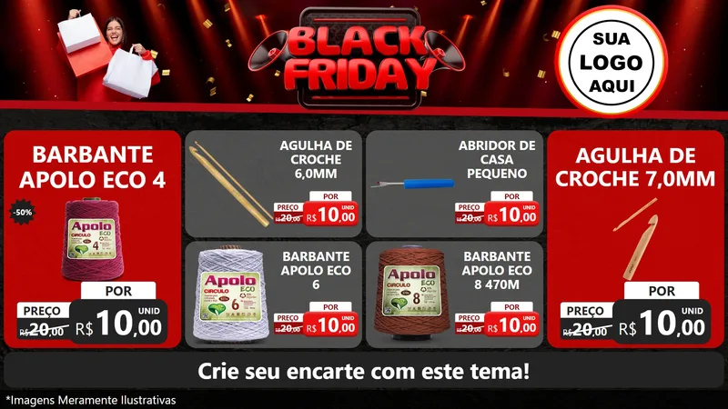 Modelo de TV para TV Horizontal com o tema Black Friday para Armarinho e Aviamentos
