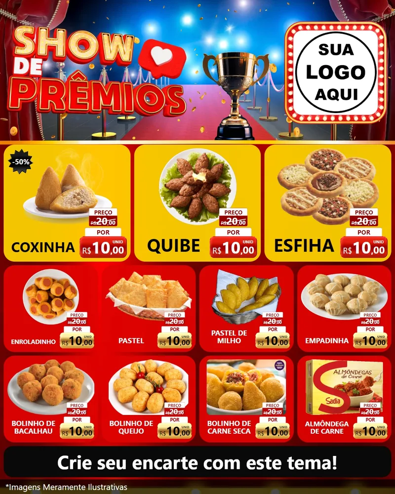 Modelo de Rede Social para Feed Instagram com o tema Show de Prêmios para Salgadaria
