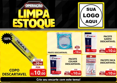 Modelo de Encarte para Encarte A4 Horizontal com o tema Operação Limpa Estoque para Embalagens