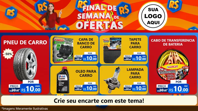 Modelo de TV para TV Horizontal com o tema Final de Semana de Ofertas para Auto peças